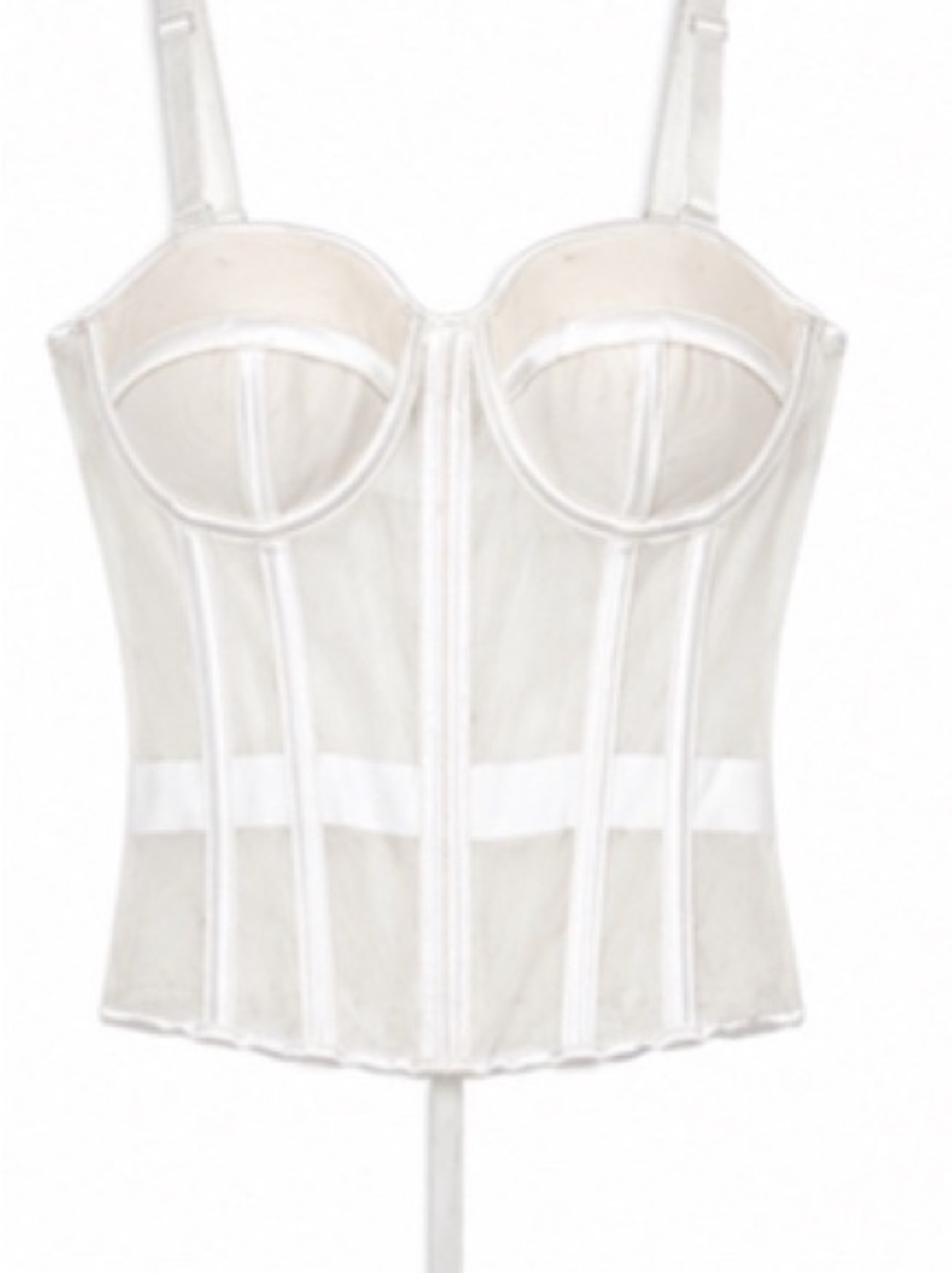 SHEIN Ivory Sheer Underwire Bustier Corset